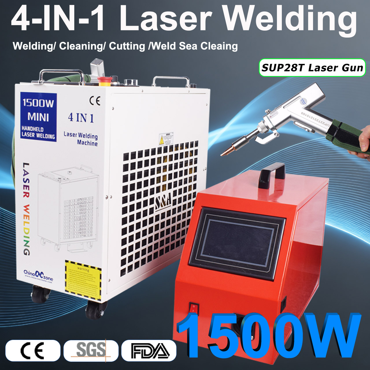 Laser Soldering Machine Handheld - 1500W 광섬유 레이저 용접기 4-IN-1 용접